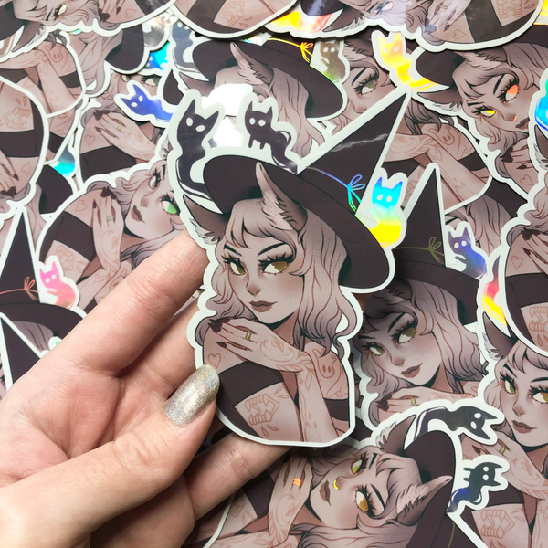 Cat Witch | Holographic Sticker