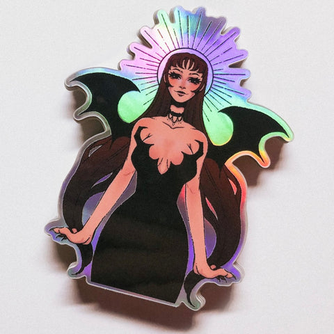 Winged Demon Girl | Holographic Vinyl Sticker